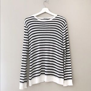 T by Alexander Wang Striped Slub Long Sleeve Tee